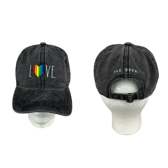 Rae Dunn "Love" Gray Stone Washed 100% Cotton Adjustable Baseball Dad Hat Cap - Picture 1 of 8